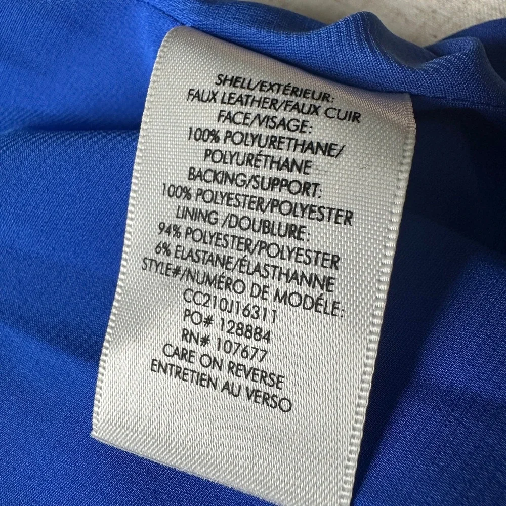 Alice + Olivia Emilie Vegan Leather Box Pleated Mini Skirt Size 6 | Royalty Blue - Picture 8 of 11